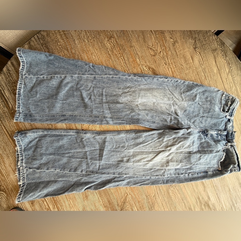 Pistola Blue Denim wide leg distressed Jeans 31